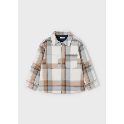CREAM BROWN GREEN CHECKED JACKET 2 POCKETS FALL / 4414-077