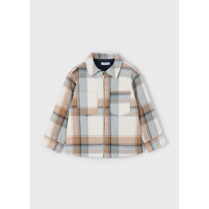 CREAM BROWN GREEN CHECKED JACKET 2 POCKETS FALL / 4414-077
