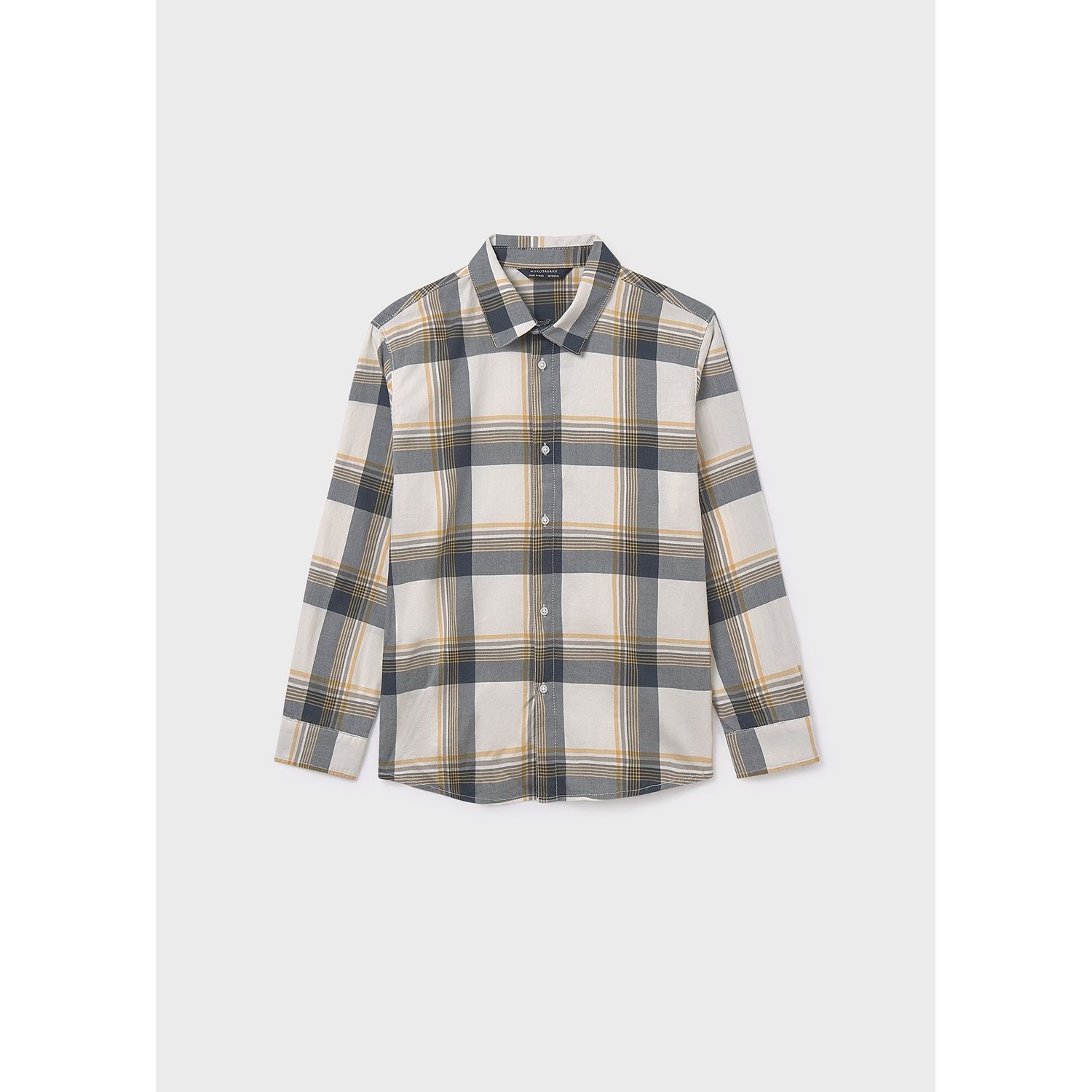 NAVY & CREAM CHECKED SHIRT LONG SLEEVE / 7107-049