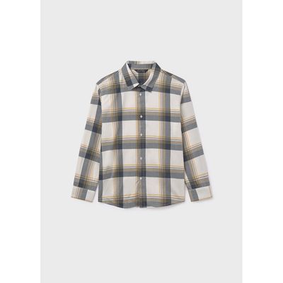 NAVY & CREAM CHECKED SHIRT LONG SLEEVE / 7107-049