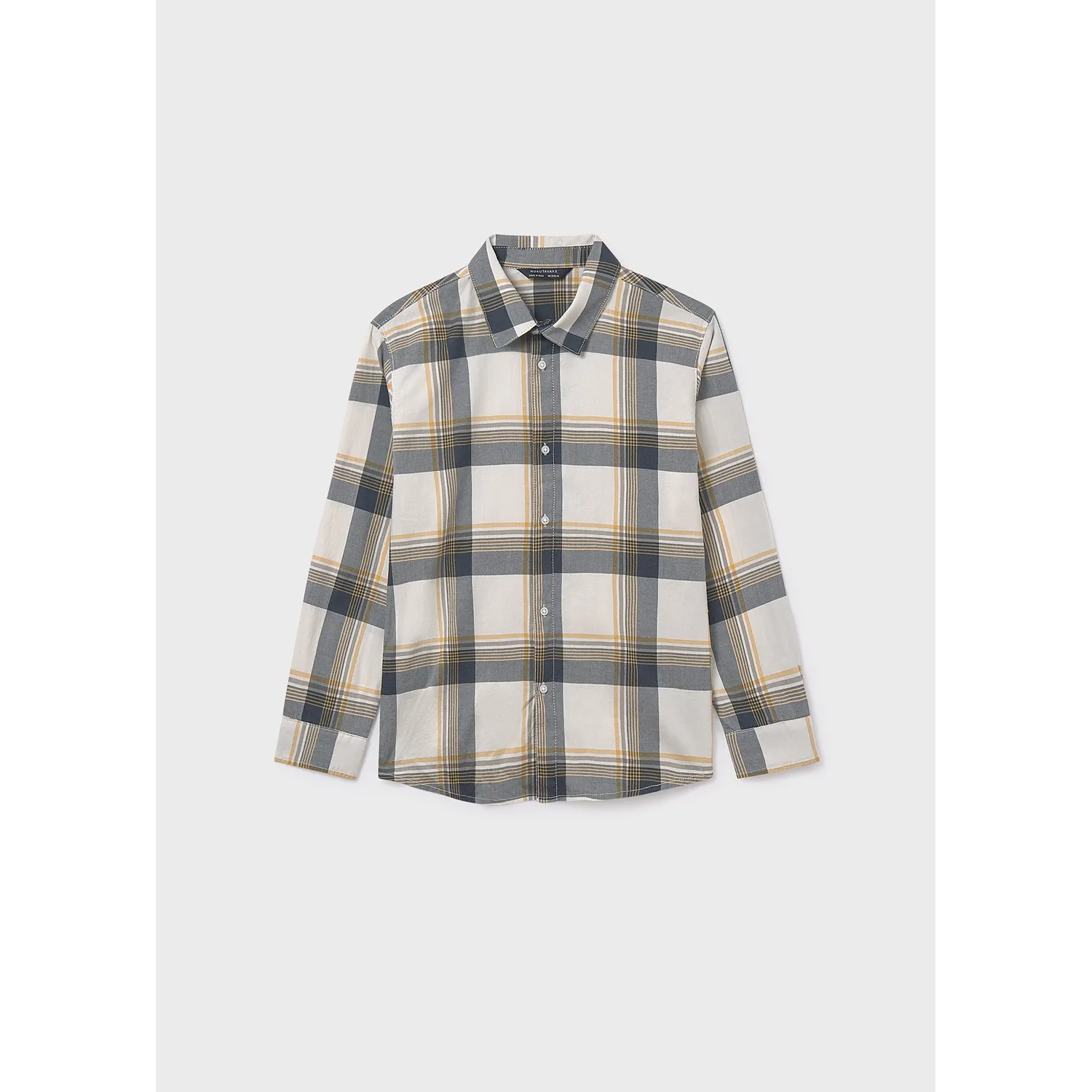 NAVY & CREAM CHECKED SHIRT LONG SLEEVE / 7107-049