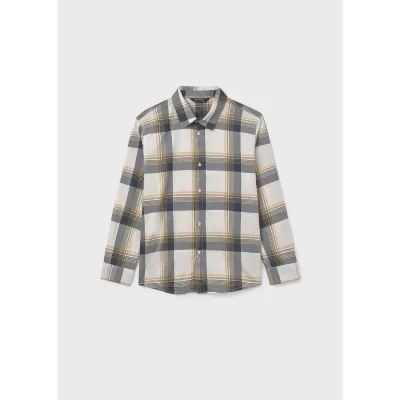 NAVY & CREAM CHECKED SHIRT LONG SLEEVE / 7107-049