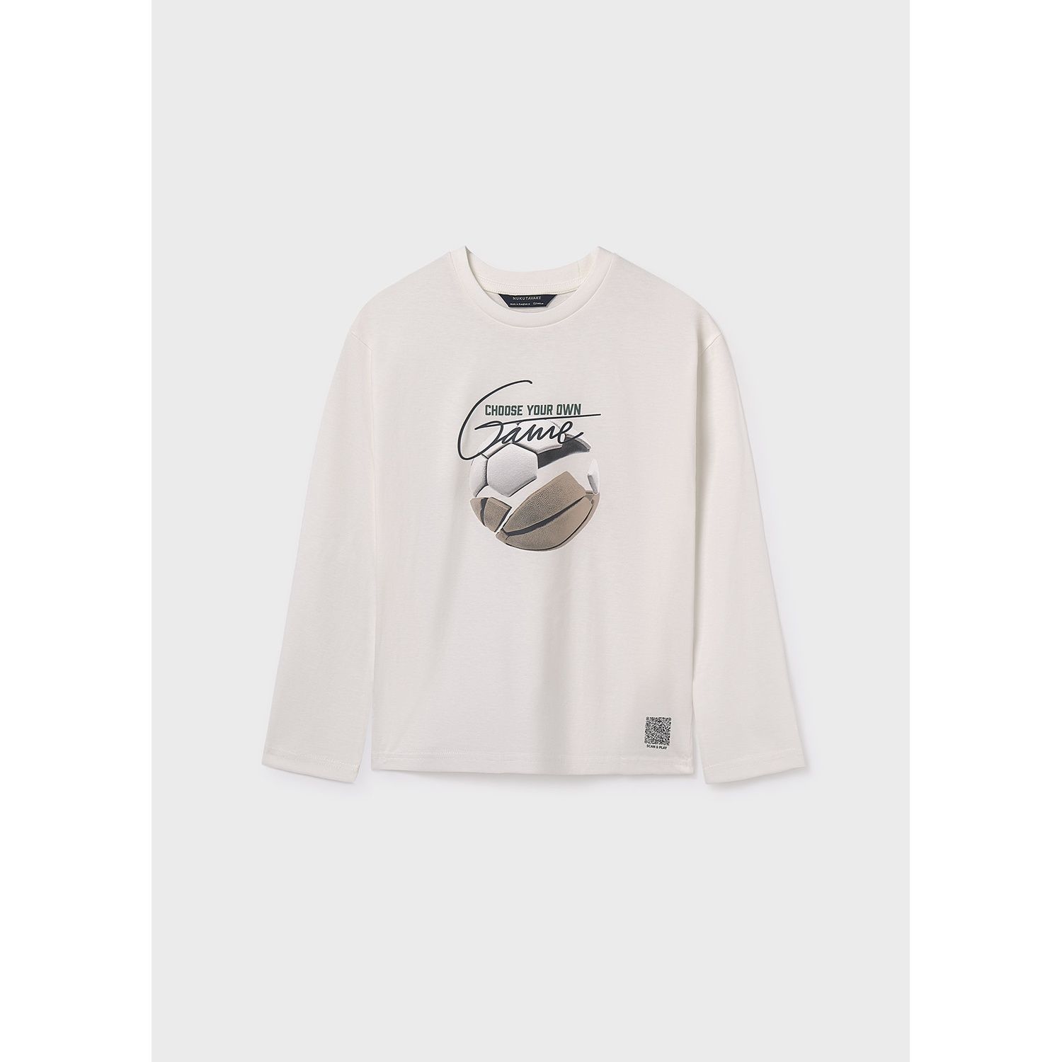 CREAM TSHIRT SOCCER BALL PRINT LONG SLEEVE / 7003-024