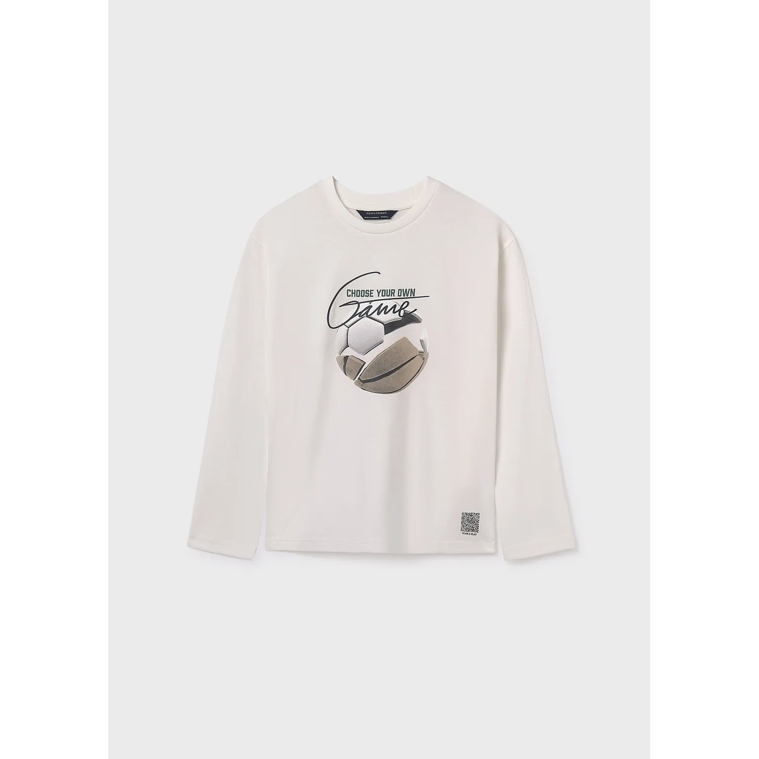 CREAM TSHIRT SOCCER BALL PRINT LONG SLEEVE / 7003-024