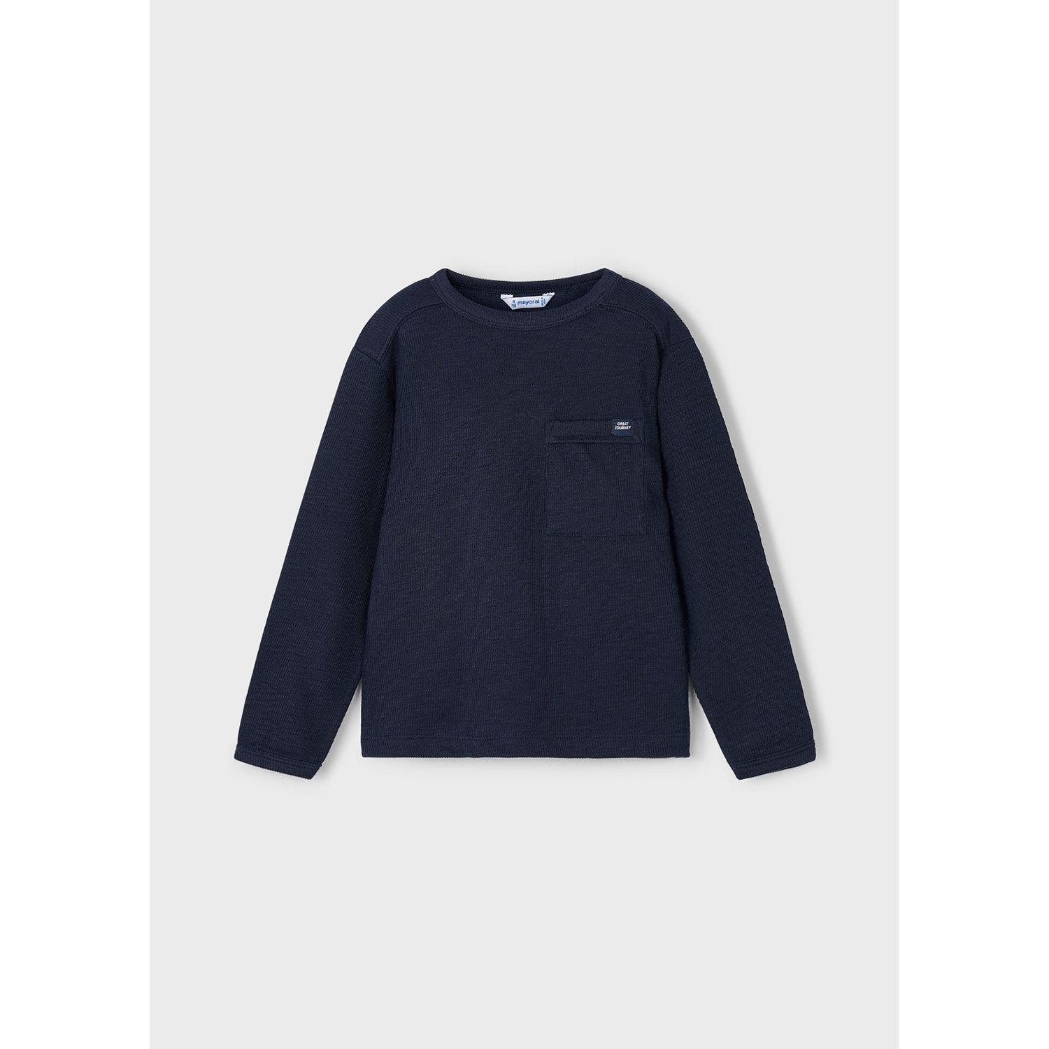 NAVY KNIT SWEATER WITH POCKET CREWNECK / 4082-094