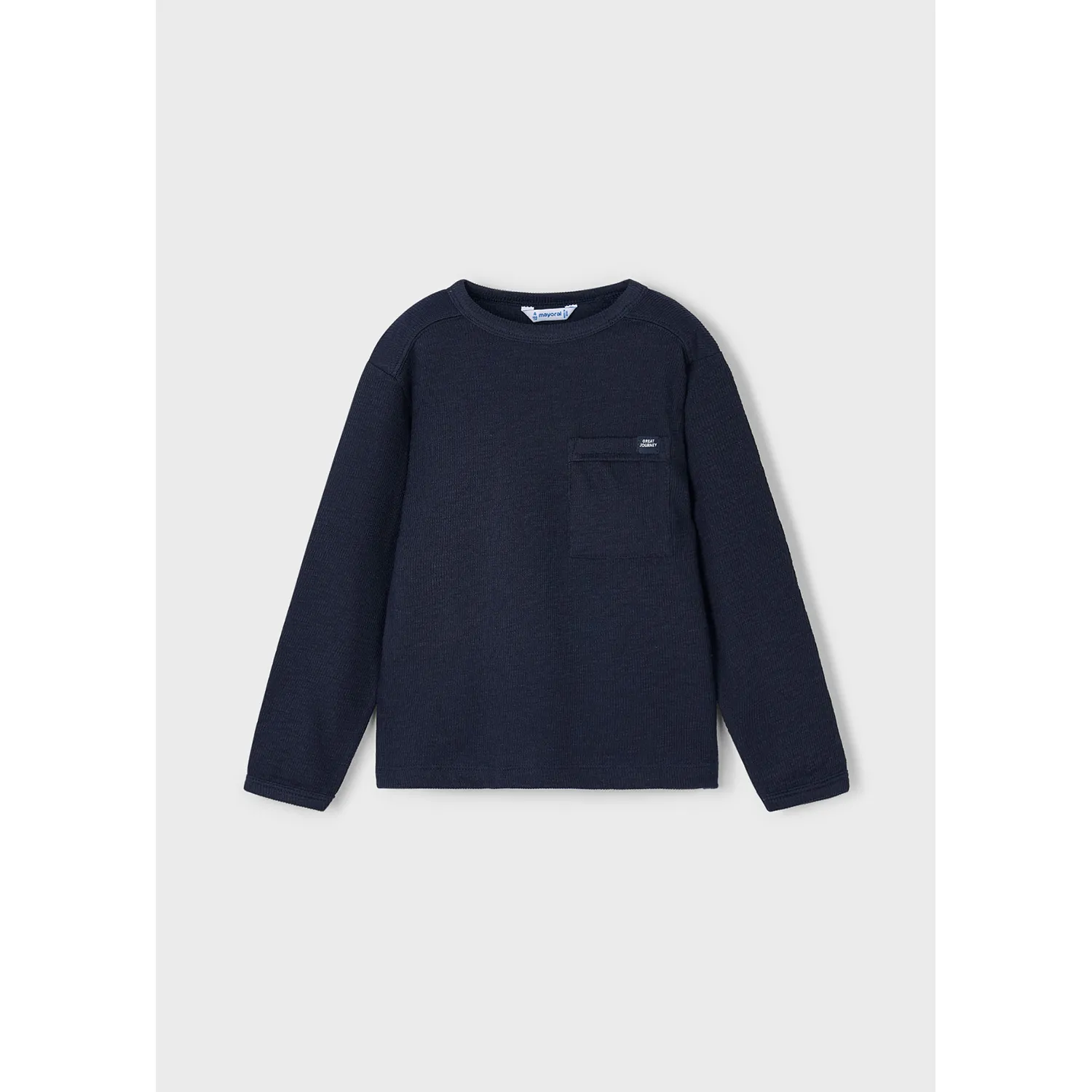 NAVY KNIT SWEATER WITH POCKET CREWNECK / 4082-094