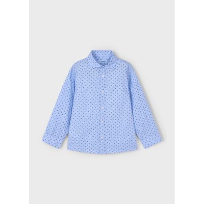 SKY BLUE SHIRT NAVY PRINT LONG SLEEVE / 4129-038