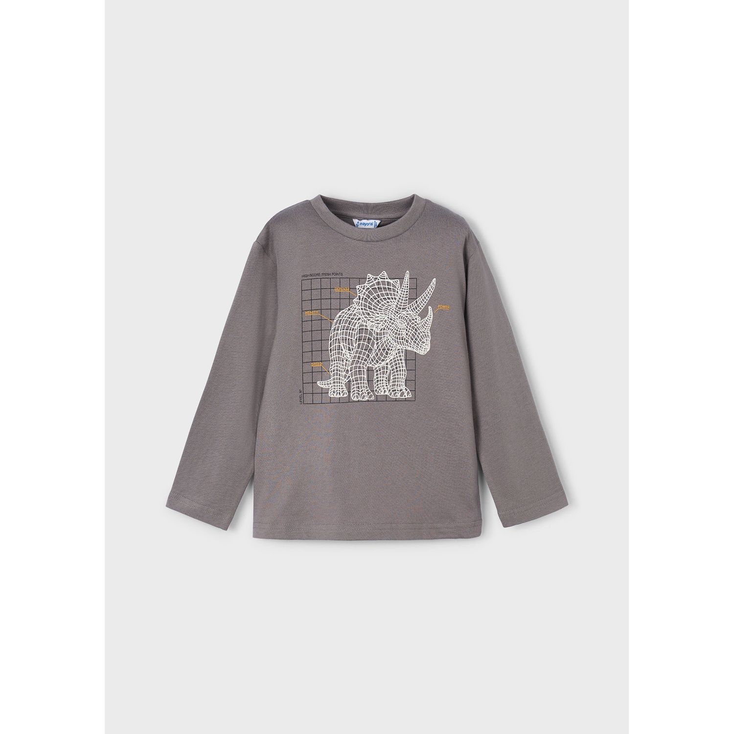 GREY TSHIRT WHITE RHINO PRINT LONG SLEEVE / 4088-035