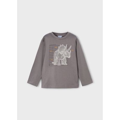 GREY TSHIRT WHITE RHINO PRINT LONG SLEEVE / 4088-035
