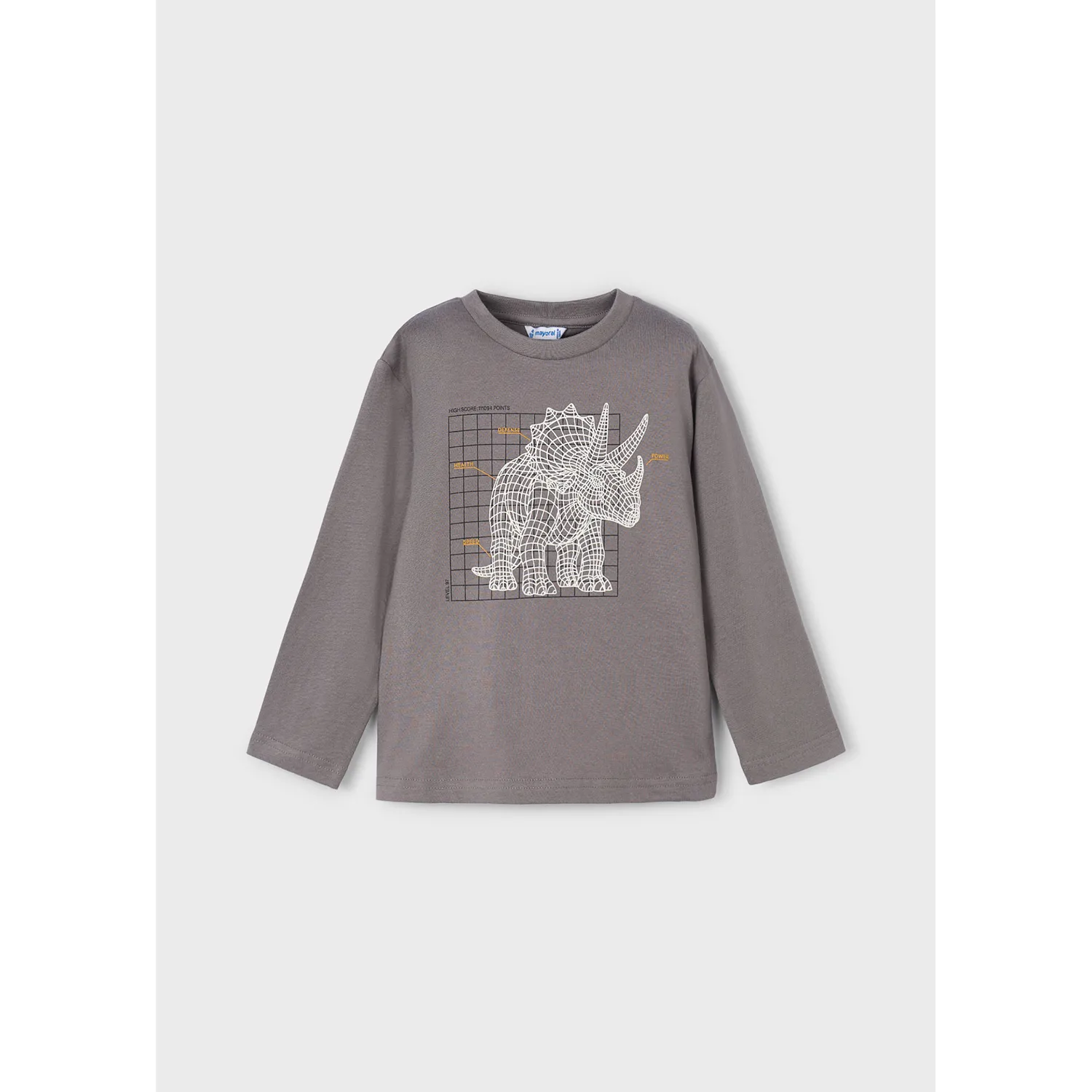 GREY TSHIRT WHITE RHINO PRINT LONG SLEEVE / 4088-035