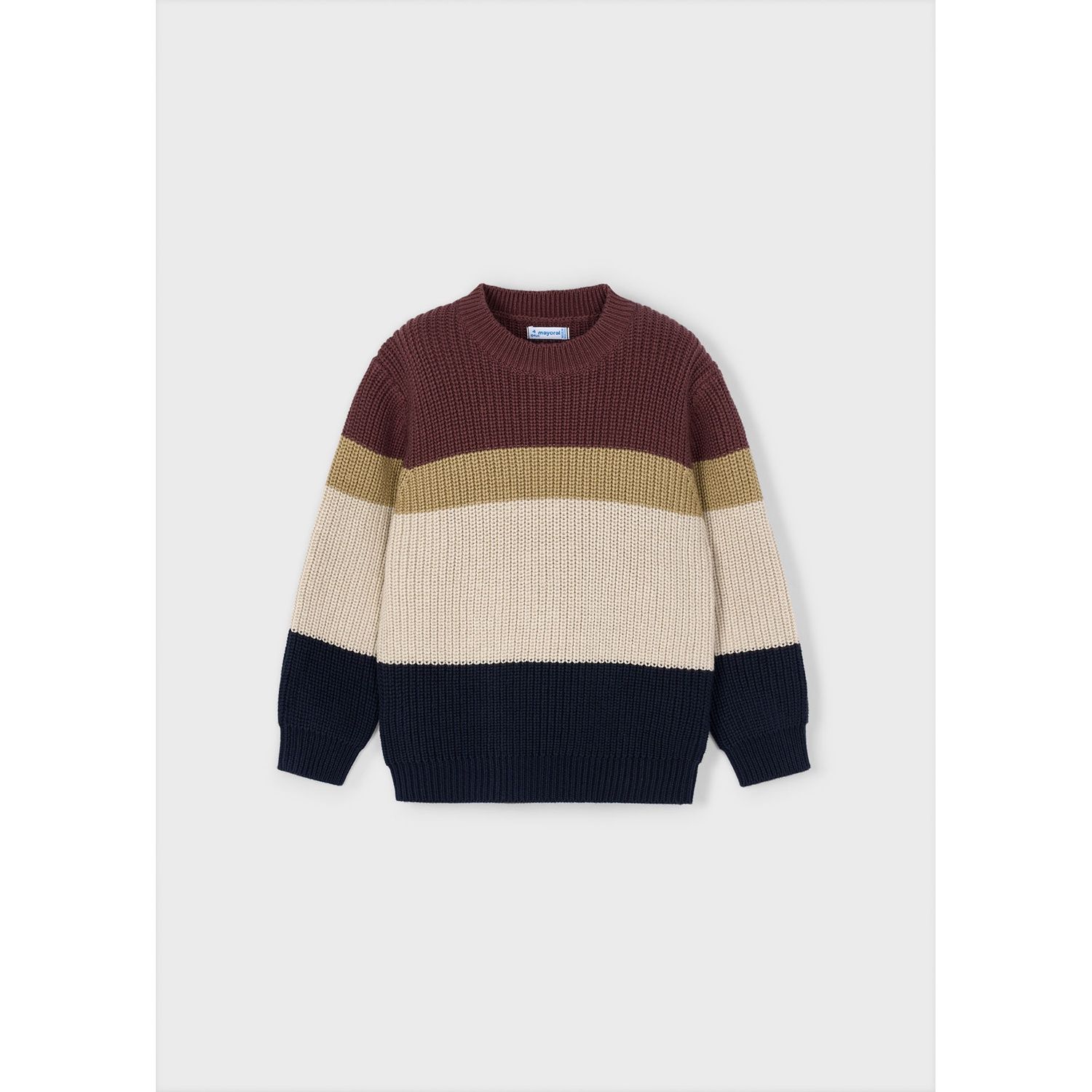 PLUM NAVY COLORBLOCK KNIT SWEATER CABLESTITCH / 4379-047