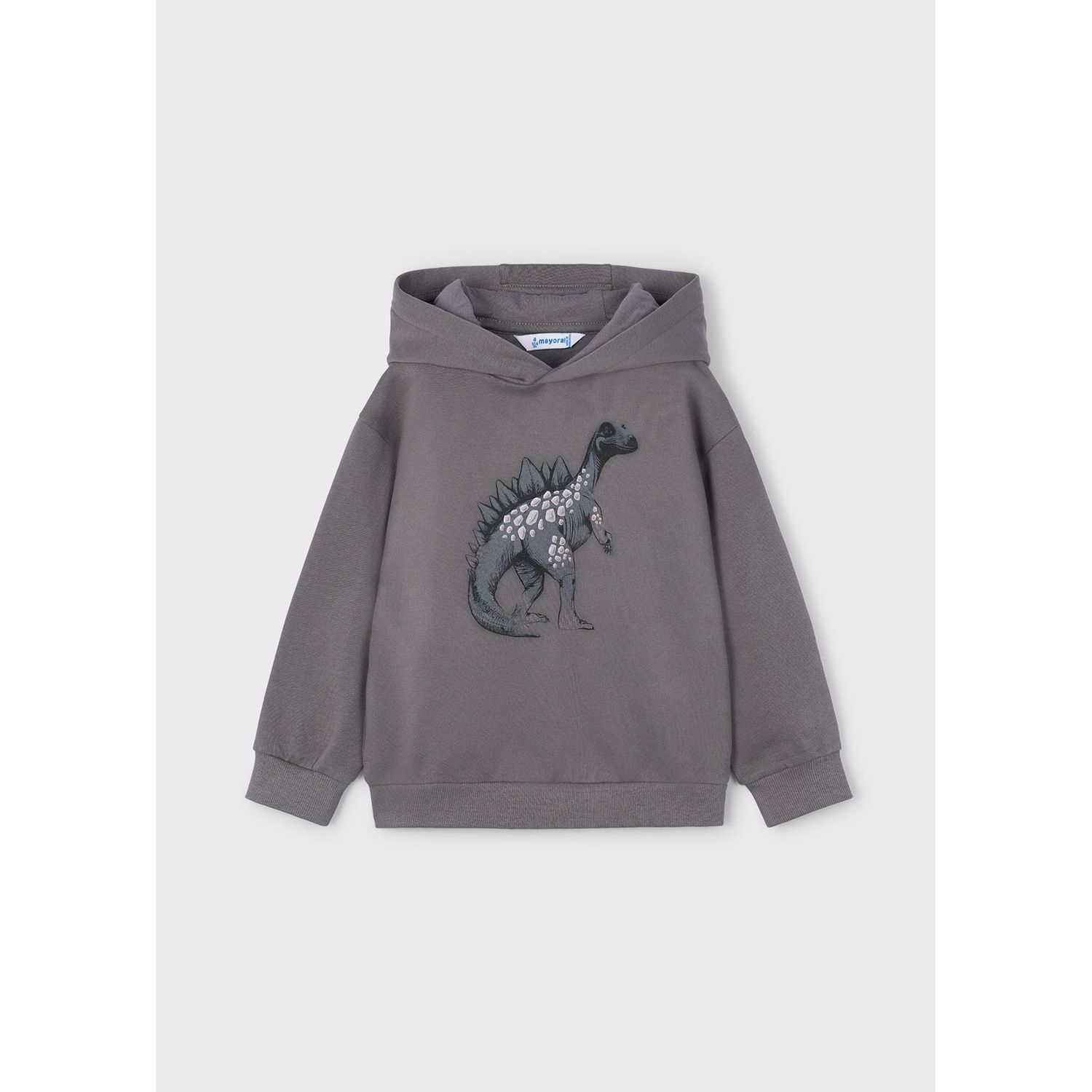 GREY HOODED SWEAT TOP DINASOUR EMBOSSED PRINT / 4407-065
