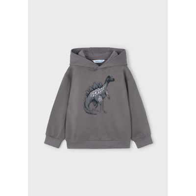 GREY HOODED SWEAT TOP DINASOUR EMBOSSED PRINT / 4407-065