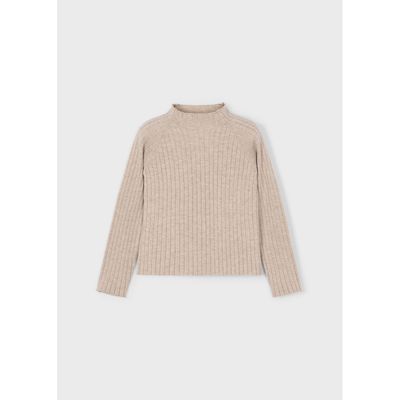 TAUPE KNIT SWEATER RIBBED / 4001-042