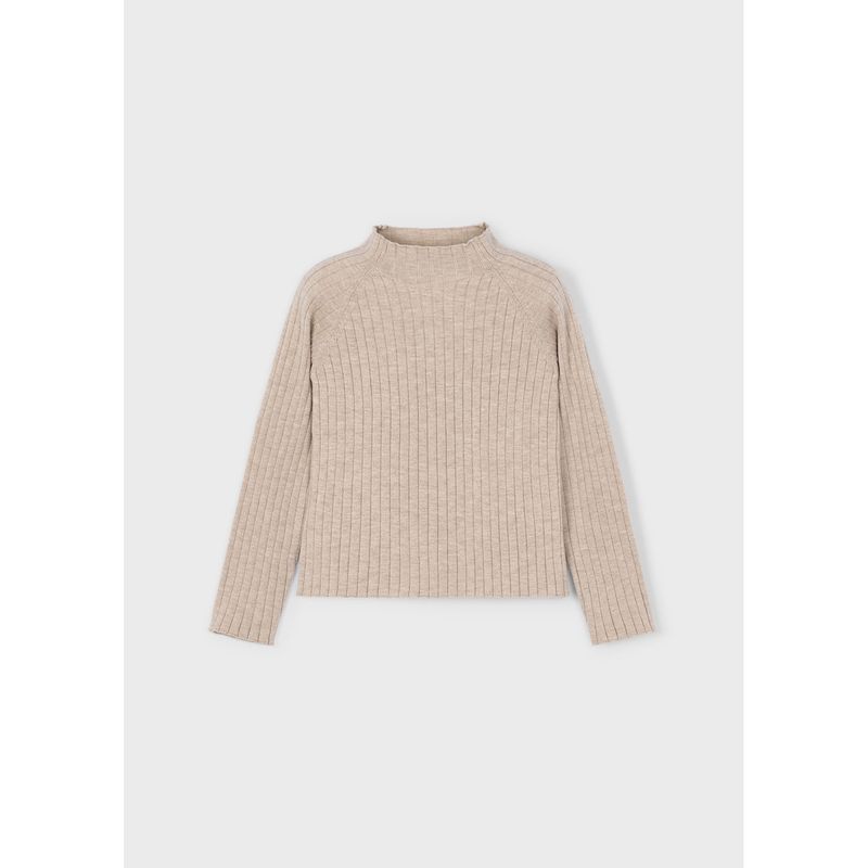 TAUPE KNIT SWEATER RIBBED / 4001-042