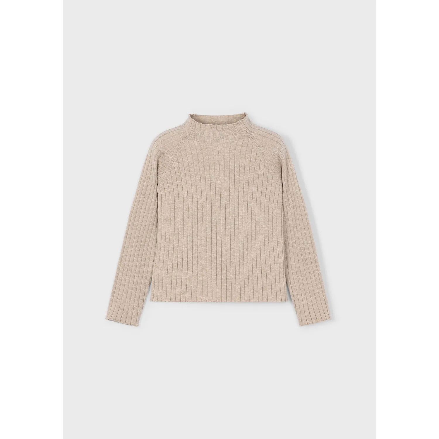 TAUPE KNIT SWEATER RIBBED / 4001-042