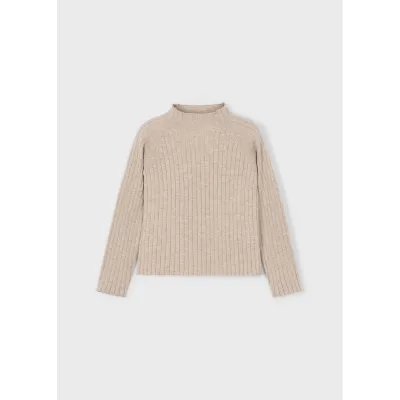 TAUPE KNIT SWEATER RIBBED / 4001-042