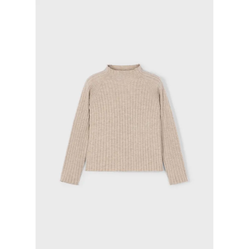 TAUPE KNIT SWEATER RIBBED / 4001-042