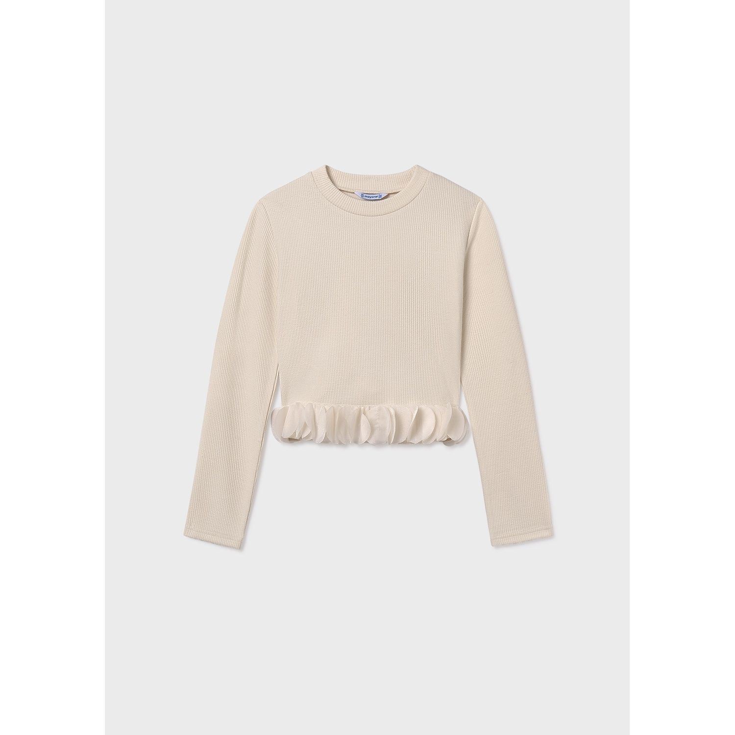 IVORY KNIT TOP TULLE PETALS TRIM / 7030-031