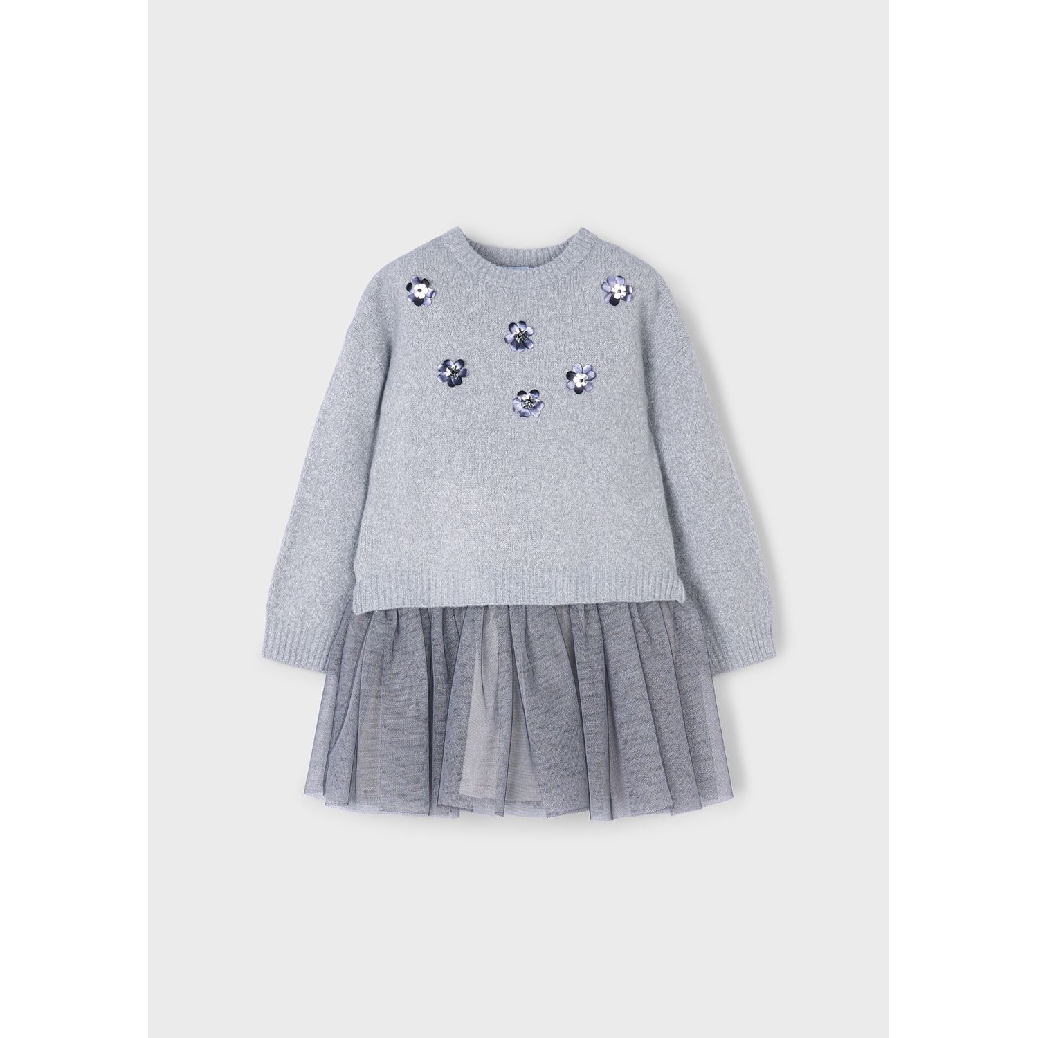 2PC GREY SWEATER & DRESS TULLE SKIRT / 4918-029