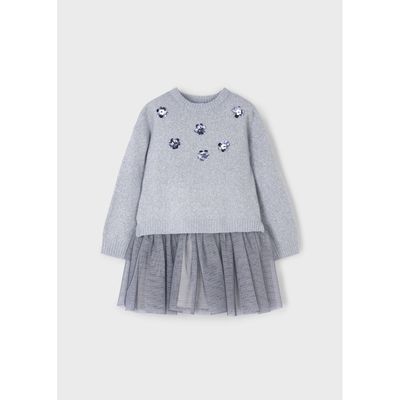 2PC GREY SWEATER & DRESS TULLE SKIRT / 4918-029
