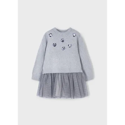 2PC GREY SWEATER & DRESS TULLE SKIRT / 4918-029