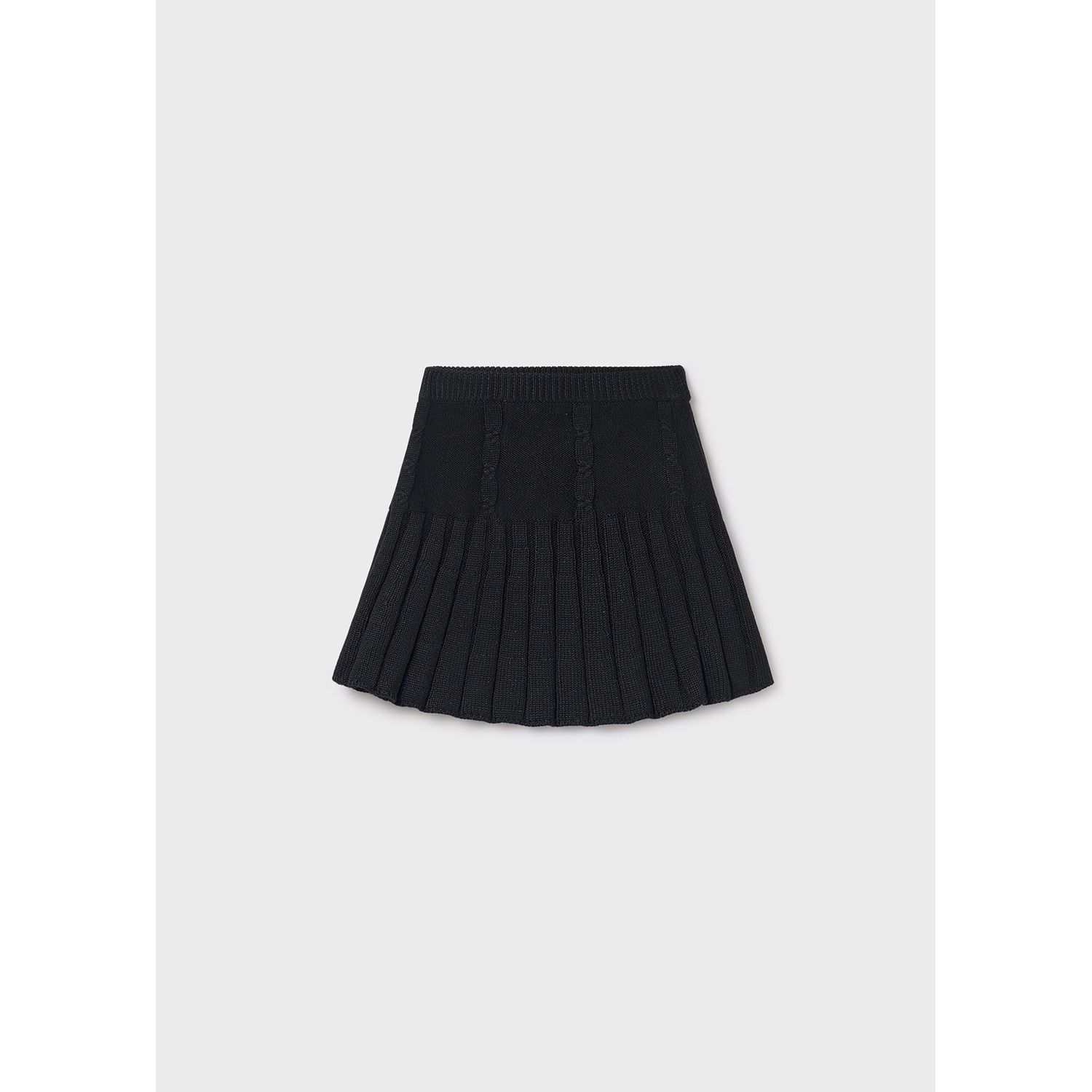 BLACK KNIT SKIRT FLARED RIBBED / 7902-036