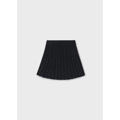 BLACK KNIT SKIRT FLARED RIBBED / 7902-036