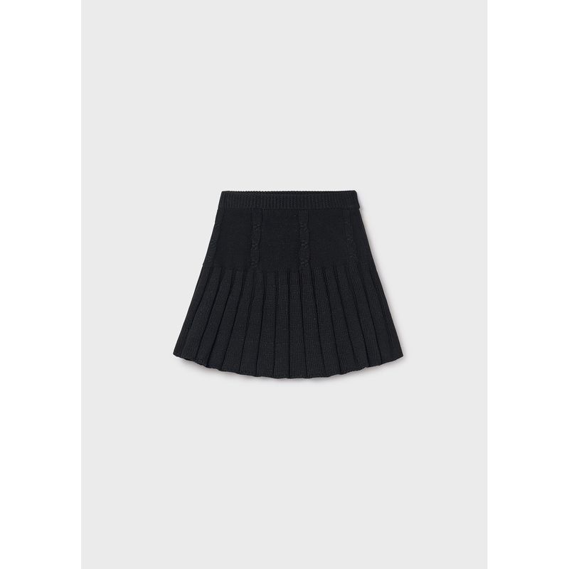 BLACK KNIT SKIRT FLARED RIBBED / 7902-036
