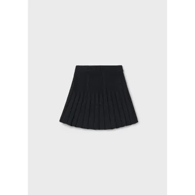 BLACK KNIT SKIRT FLARED RIBBED / 7902-036