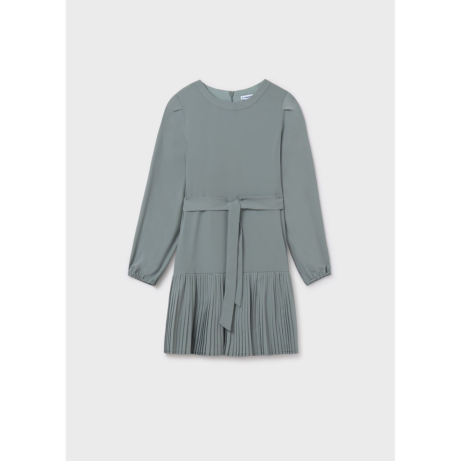 JADE GREEN DRESS & BELT PLEATED SKIRT LOW WAISTED / 7908-050