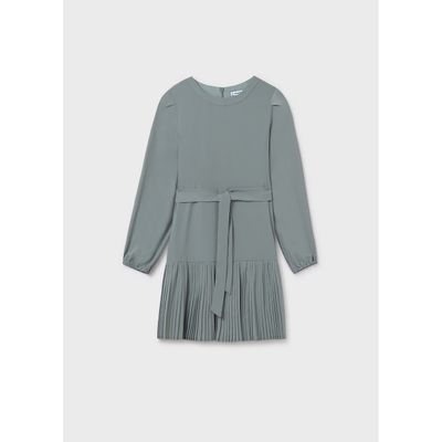 JADE GREEN DRESS & BELT PLEATED SKIRT LOW WAISTED / 7908-050