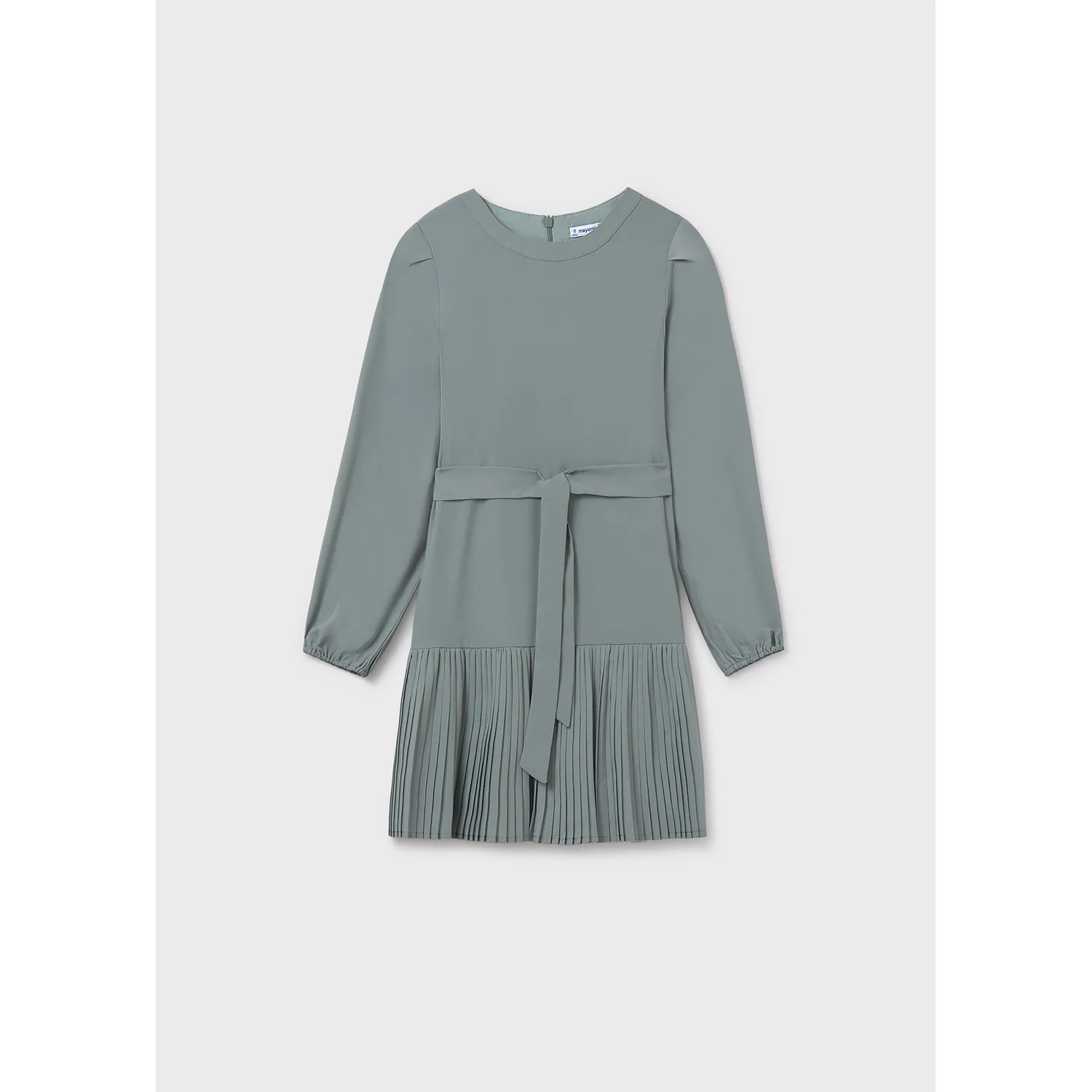 JADE GREEN DRESS & BELT PLEATED SKIRT LOW WAISTED / 7908-050