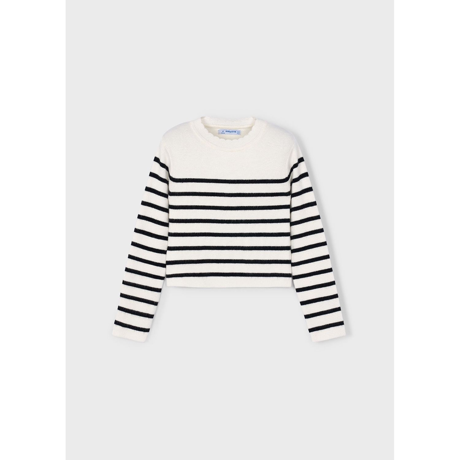 CREAM & BLACK STRIPED KNIT TOP / 4014-018