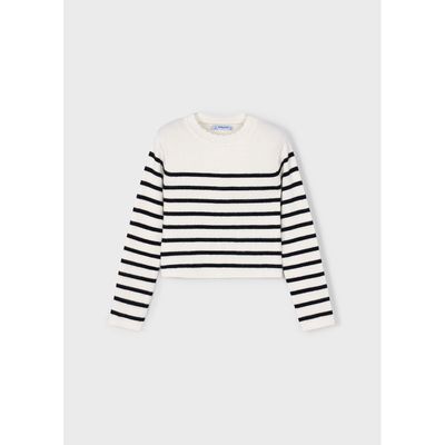 CREAM & BLACK STRIPED KNIT TOP / 4014-018