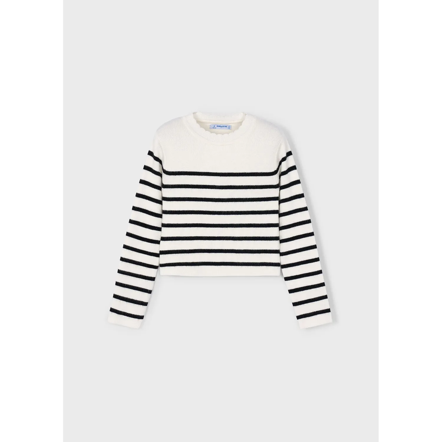 CREAM & BLACK STRIPED KNIT TOP / 4014-018