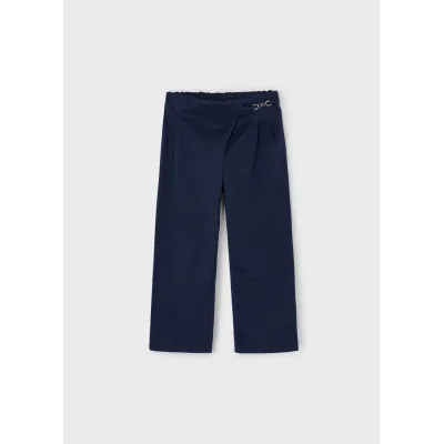 NAVY PLEATED PANTS ELASTIC WAIST / 4573-069