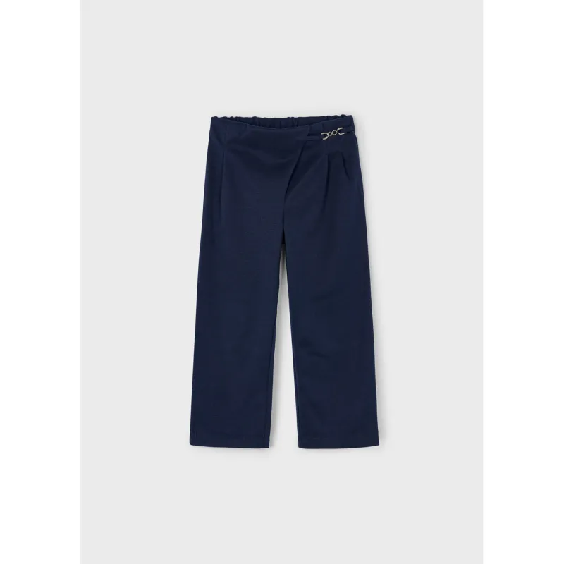 NAVY PLEATED PANTS ELASTIC WAIST / 4573-069