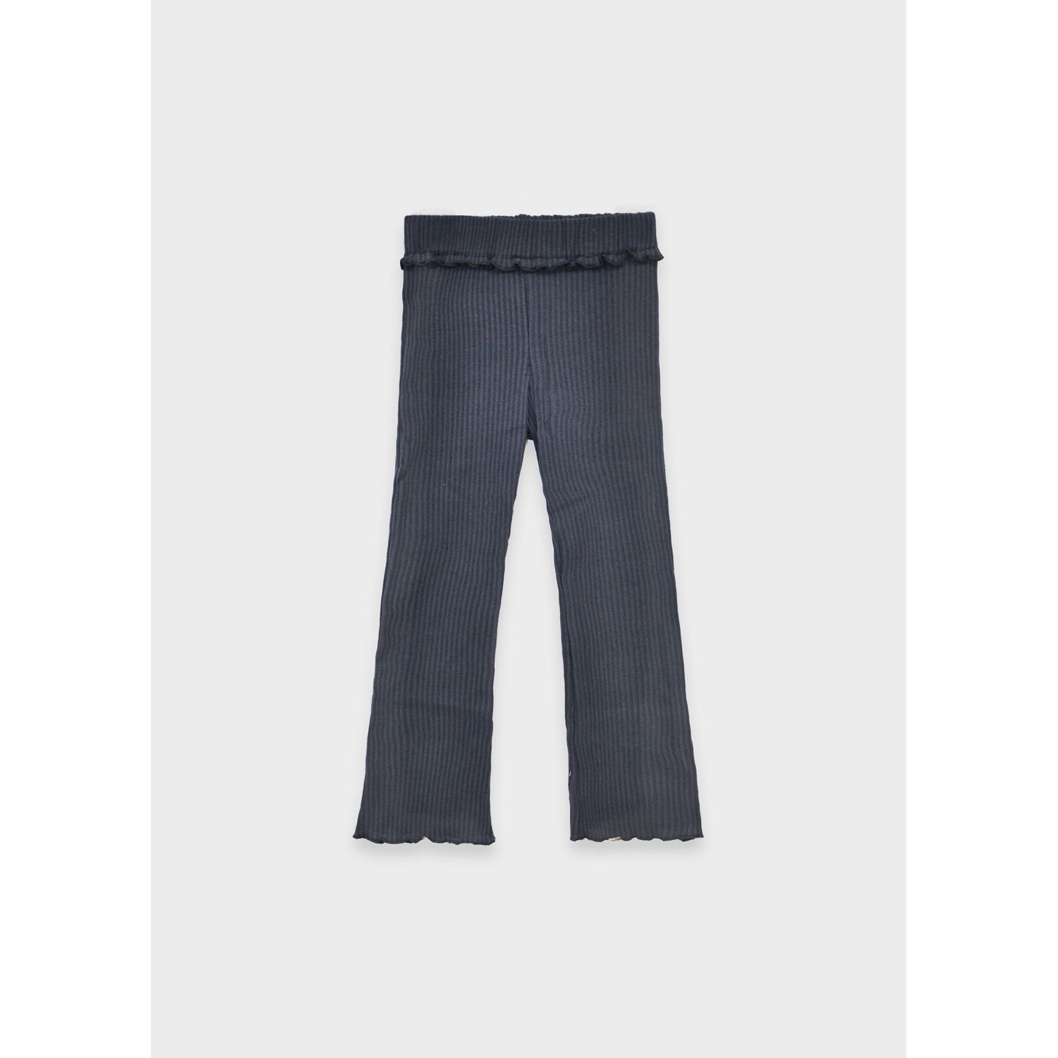 NAVY RIBBED KNIT LEGGING FLARED FRILL TRIM / 4717-018