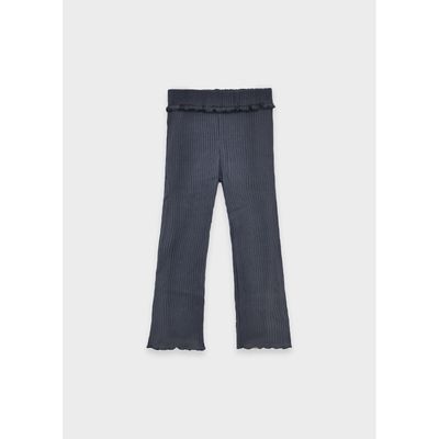 NAVY RIBBED KNIT LEGGING FLARED FRILL TRIM / 4717-018