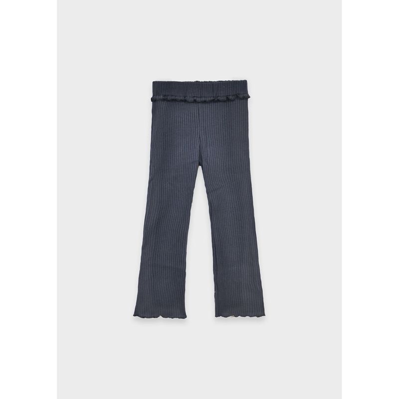 NAVY RIBBED KNIT LEGGING FLARED FRILL TRIM / 4717-018