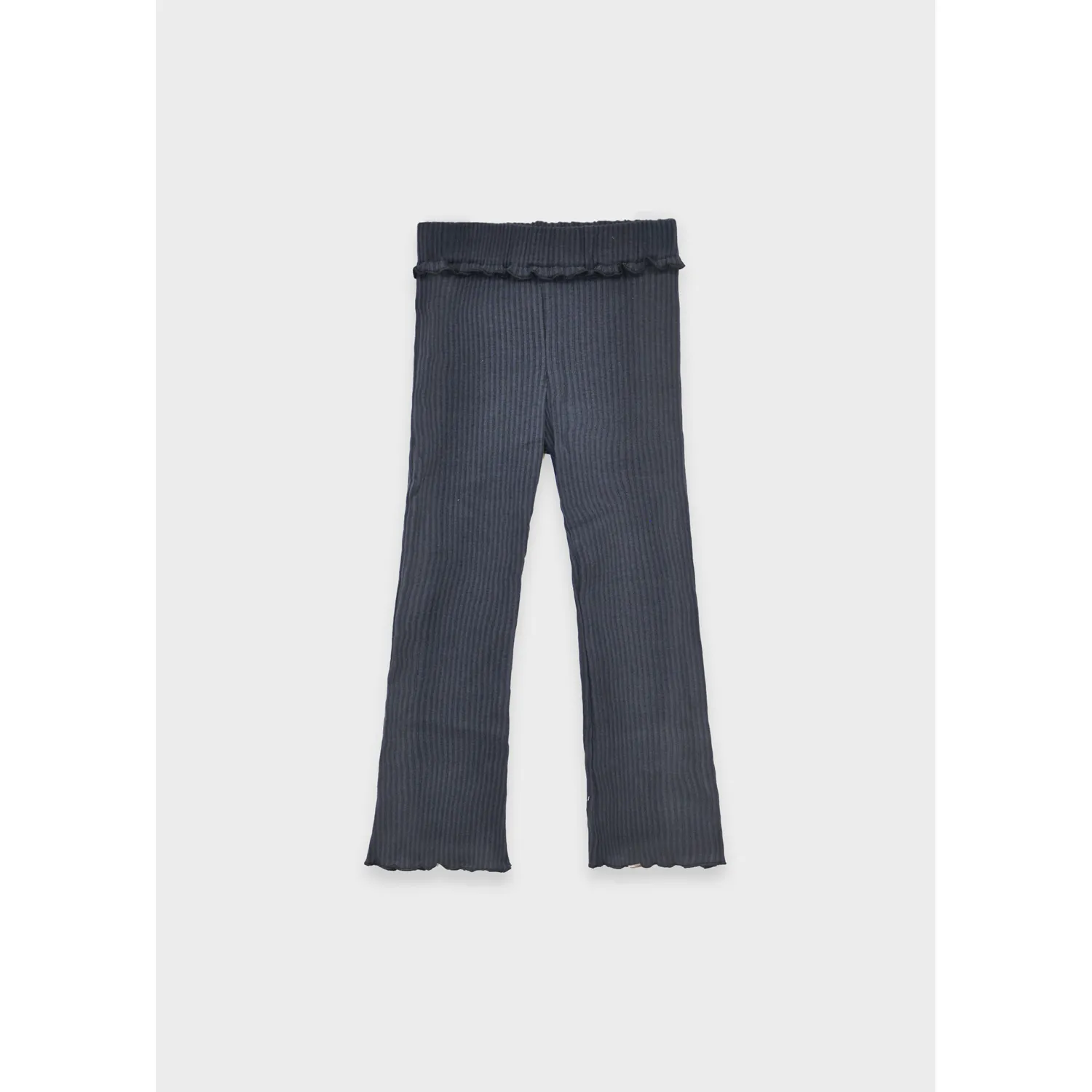 NAVY RIBBED KNIT LEGGING FLARED FRILL TRIM / 4717-018