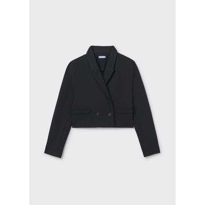 BLACK KNIT JACKET STRETCH 1 BUTTON CLOSURE / 7427-075