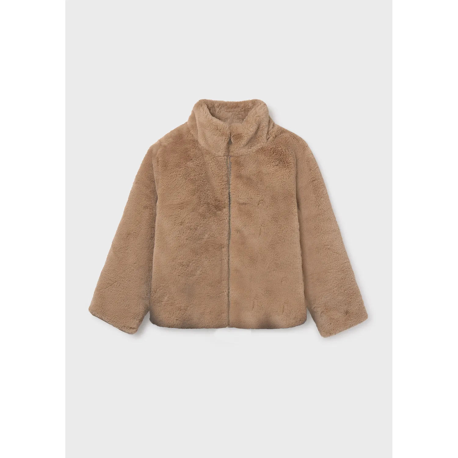 TAUPE FAUX FUR JACKET ZIP CLOSURE / 7429-040