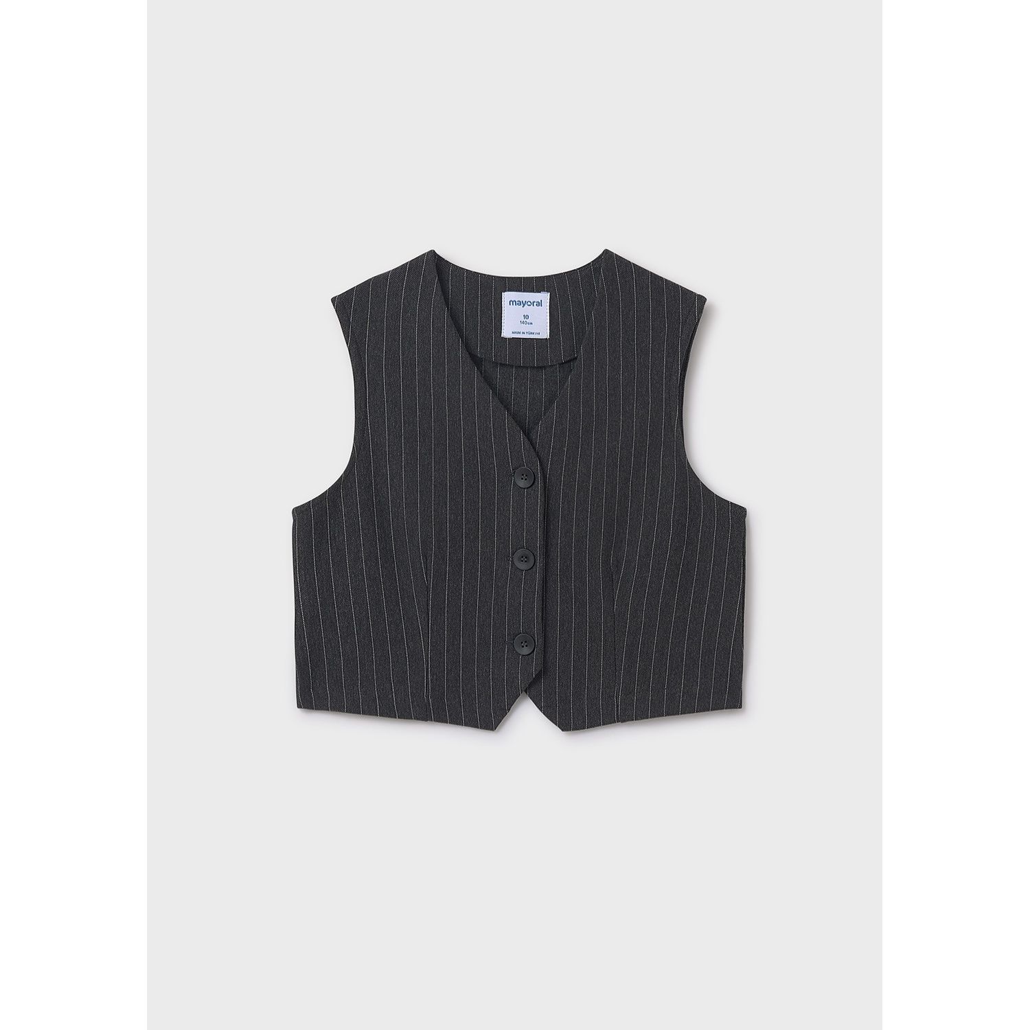 CHARCOAL STRIPED VEST 3 BUTTONS / 7320-044
