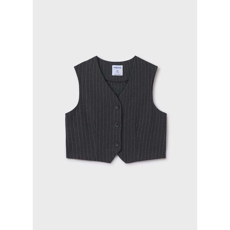 CHARCOAL STRIPED VEST 3 BUTTONS / 7320-044