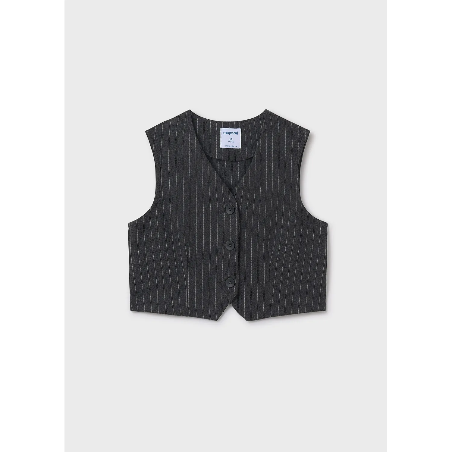 CHARCOAL STRIPED VEST 3 BUTTONS / 7320-044
