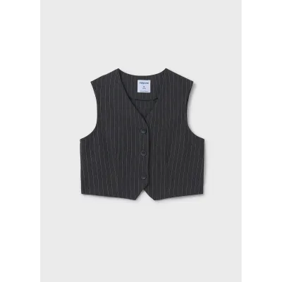 CHARCOAL STRIPED VEST 3 BUTTONS / 7320-044