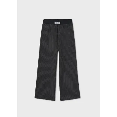 CHARCOAL STRIPED PANT WIDELEG ELASTIC WAIST / 7577-044 CHARCOAL STRIPED PANT WIDELEG ELASTIC WAIST / 7577-044