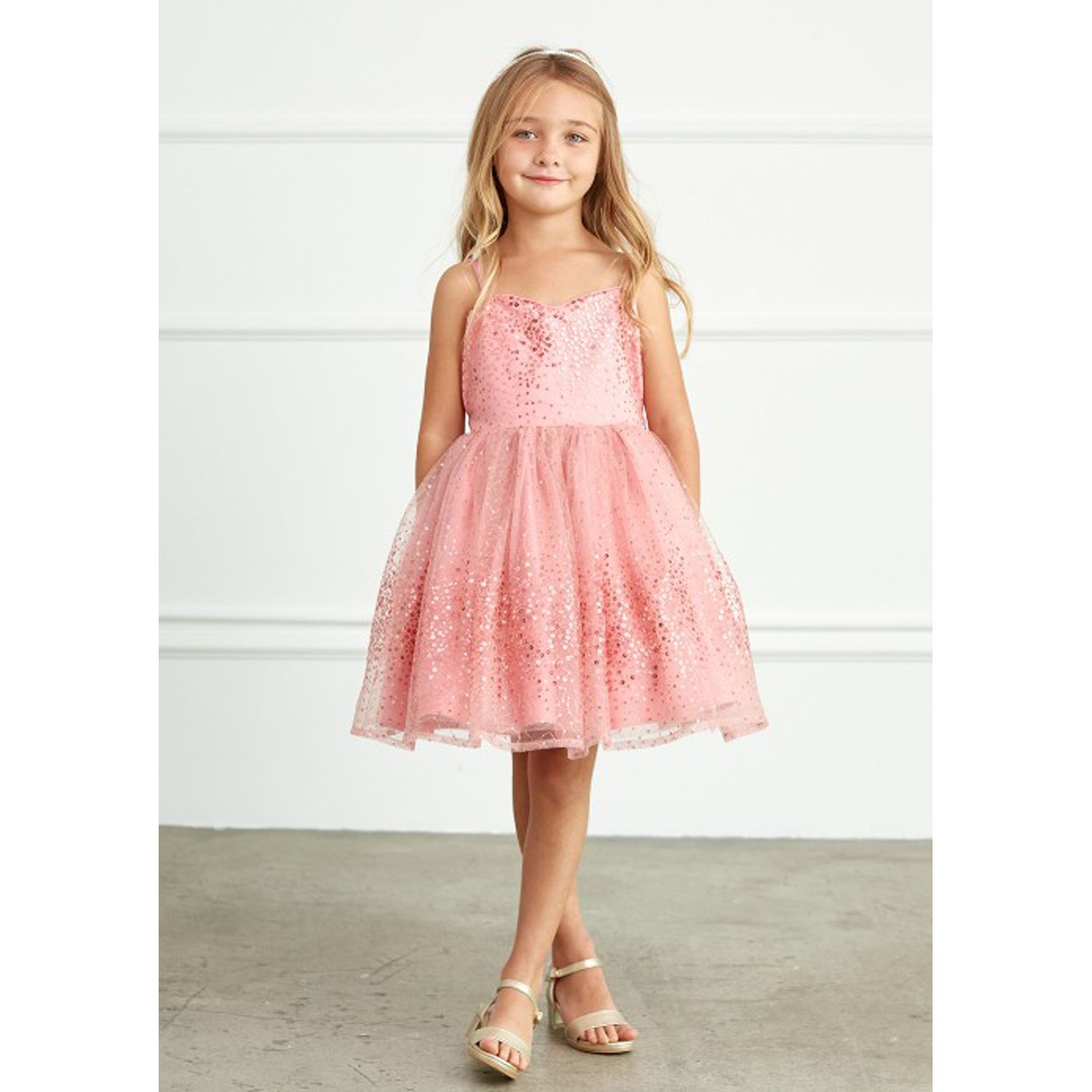 MAUVE PINK SEQUIN DRESS SPAGHETTI STRAP / 5825